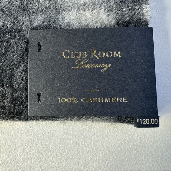 NWT/NEW Men’s Club Room Gray Plaid 100% Cashmere Scarf - Picture 3 of 4